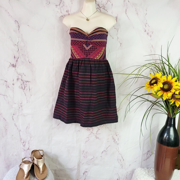 Roxy Red and Pink Strapless Dress - Picture 1 of 5
